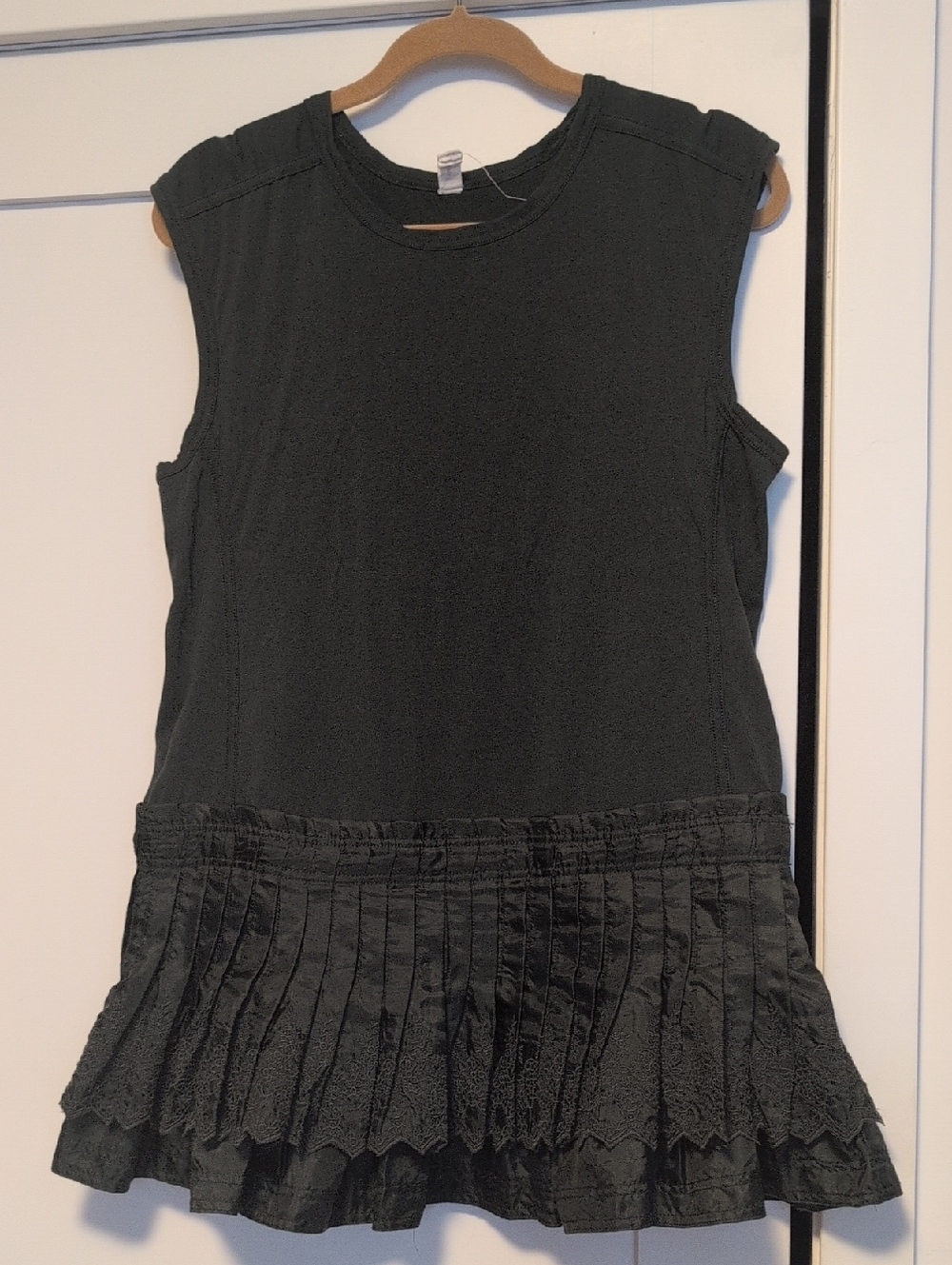 Sleeveless Dark Olive Ruffle Hem Mini Dress